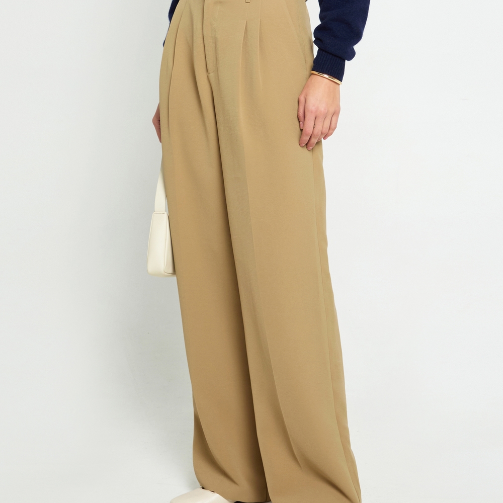 Elegant Tan Wide-Leg Pants